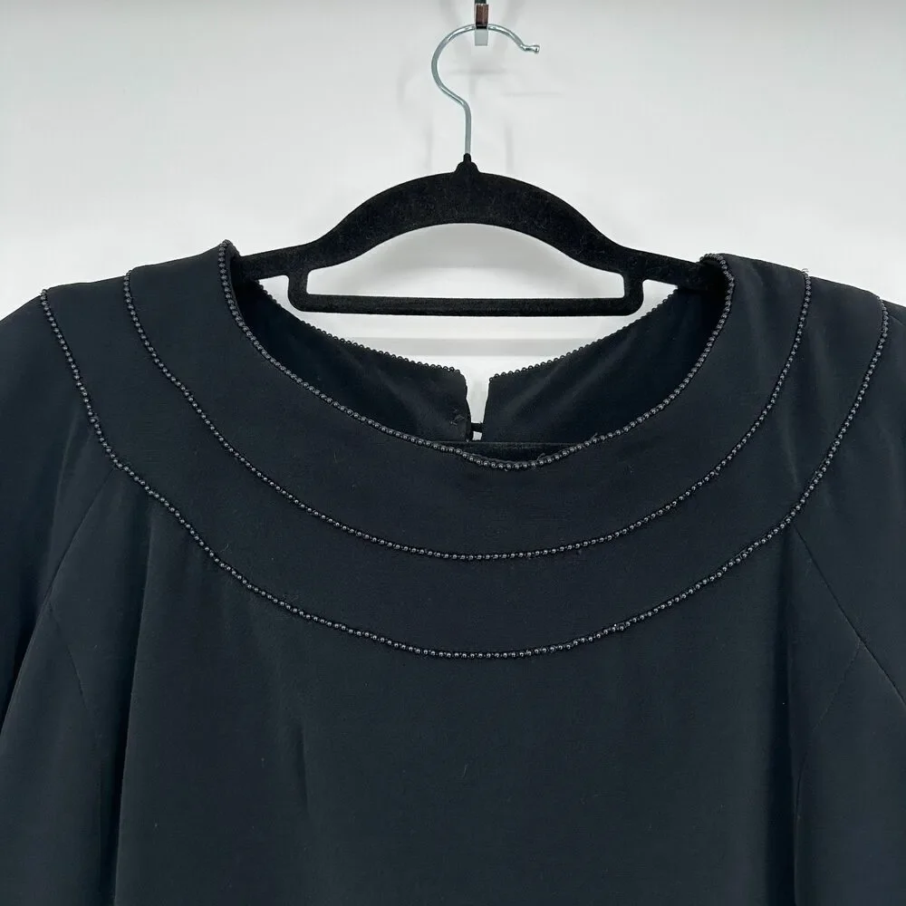 Vintage Cocktail Dress Nipon Boutique Womens Size 14 Black LBD Beaded Timeless - Picture 5 of 10